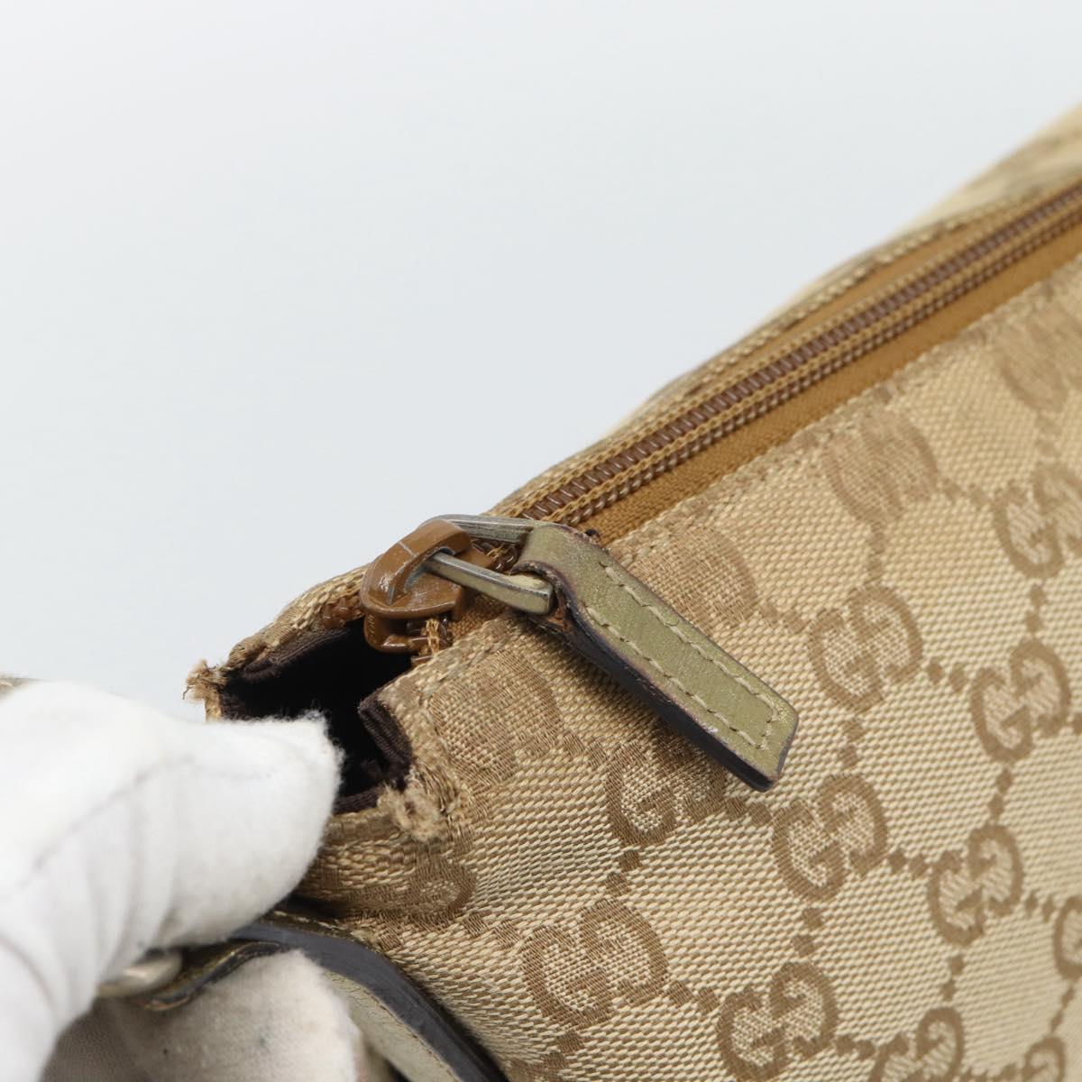 GUCCI GG Canvas Shoulder Bag Beige Gold 145857 Auth BA14114