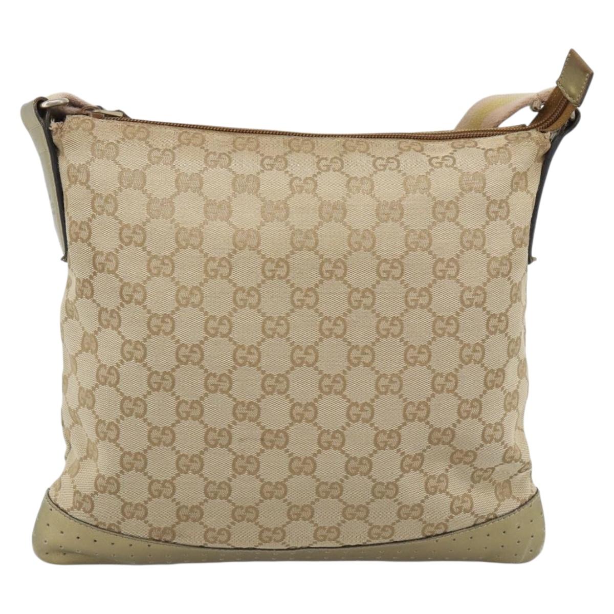 GUCCI GG Canvas Shoulder Bag Beige Gold 145857 Auth BA14114