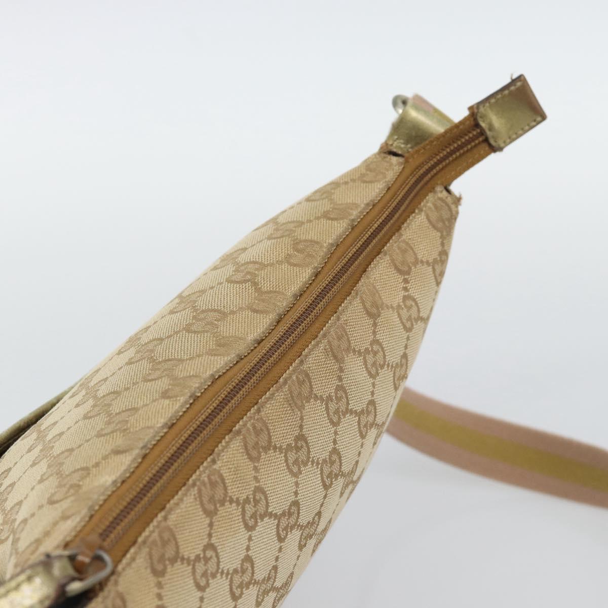 GUCCI GG Canvas Shoulder Bag Beige Gold 145857 Auth BA14114