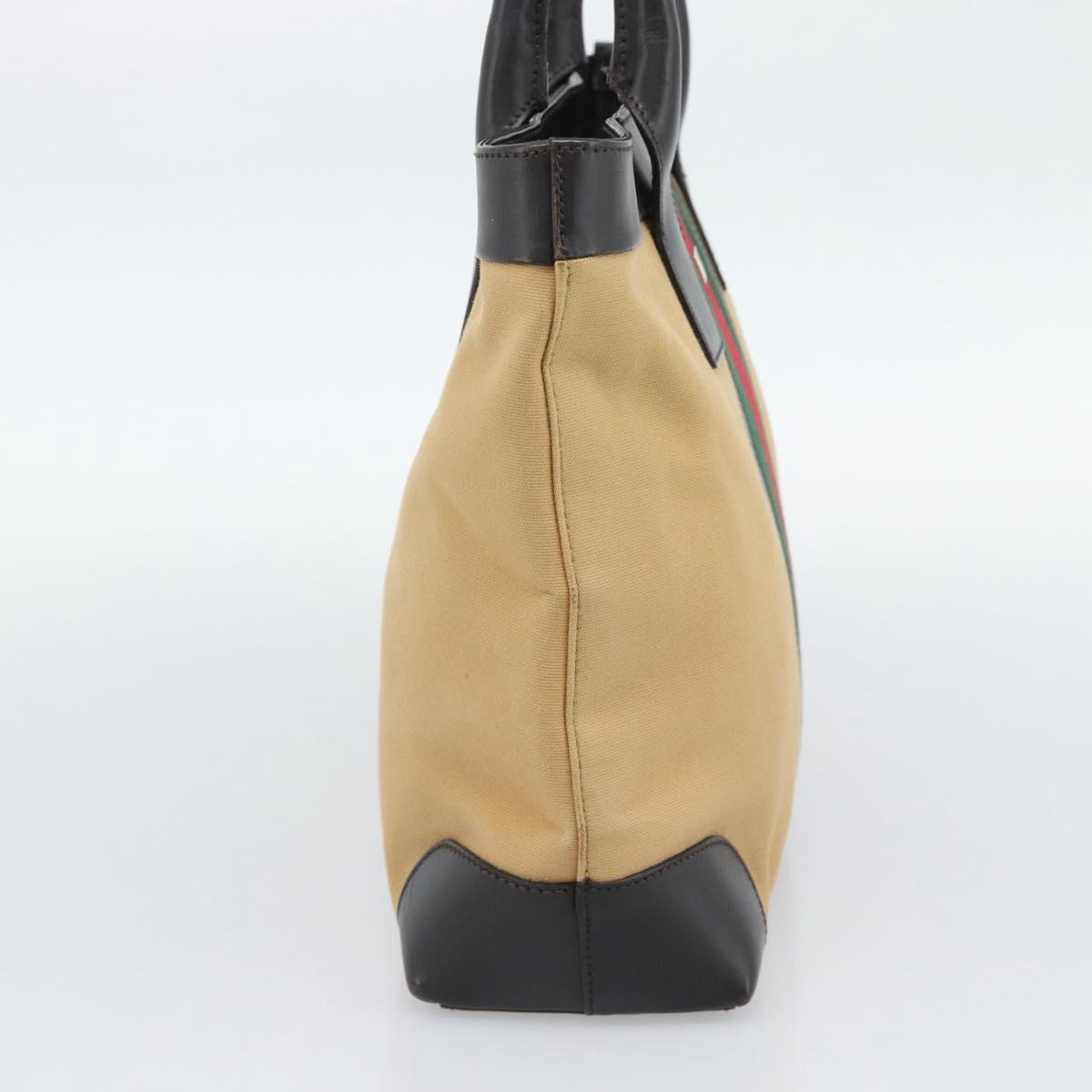 GUCCI Web Sherry Line Tote Bag Canvas Beige Gold 002 1119 Auth BA14116A