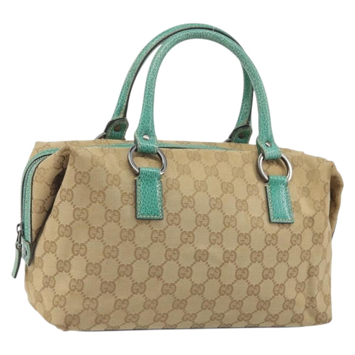 GUCCI GG Canvas Hand Bag Beige Silver 113009 Auth BA14117
