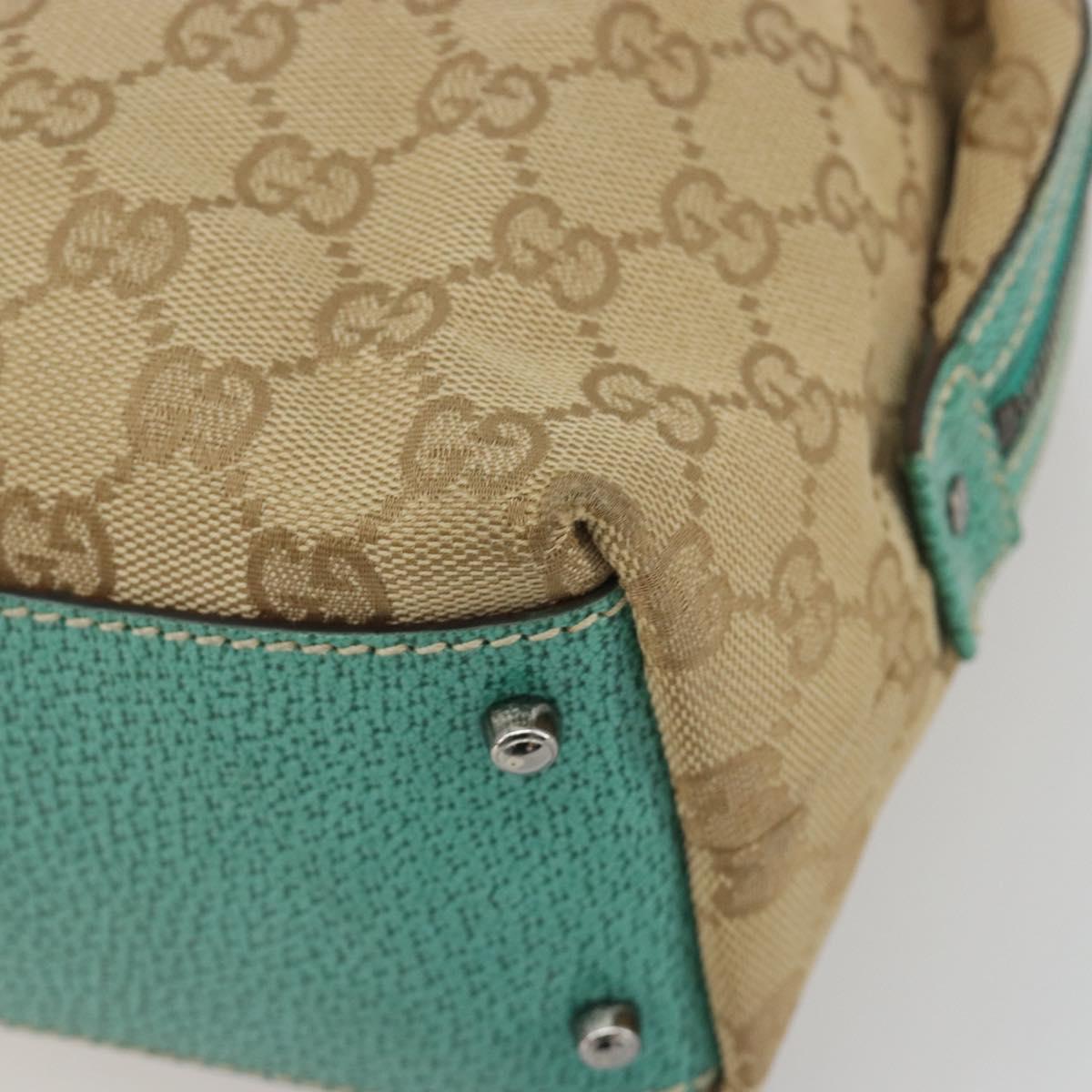 GUCCI GG Canvas Hand Bag Beige Silver 113009 Auth BA14117