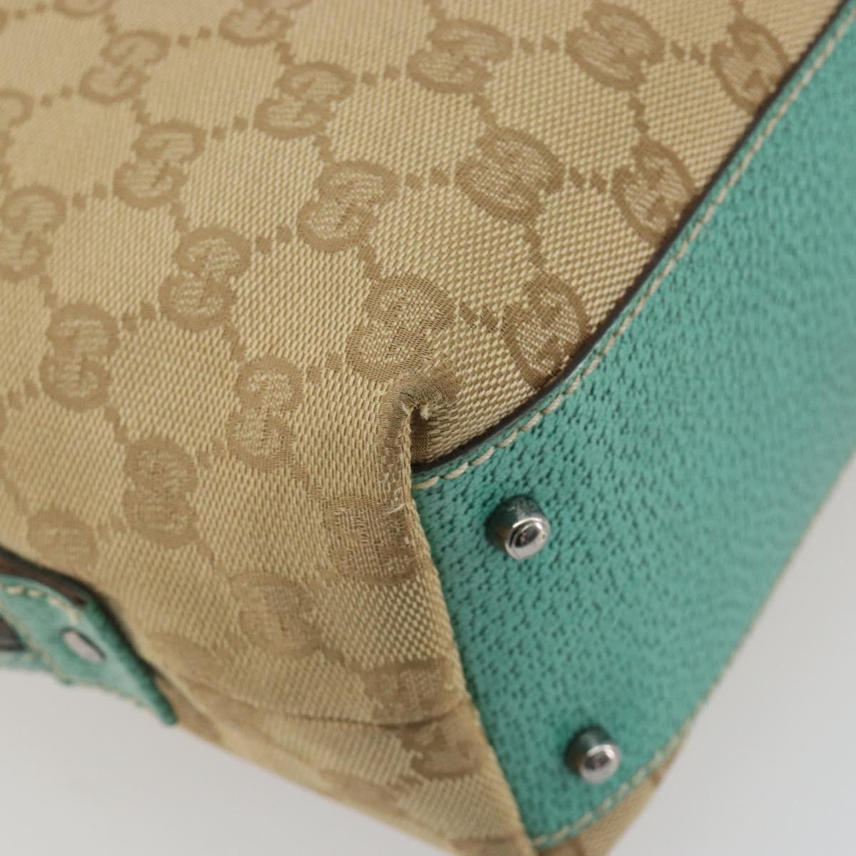 GUCCI GG Canvas Hand Bag Beige Silver 113009 Auth BA14117