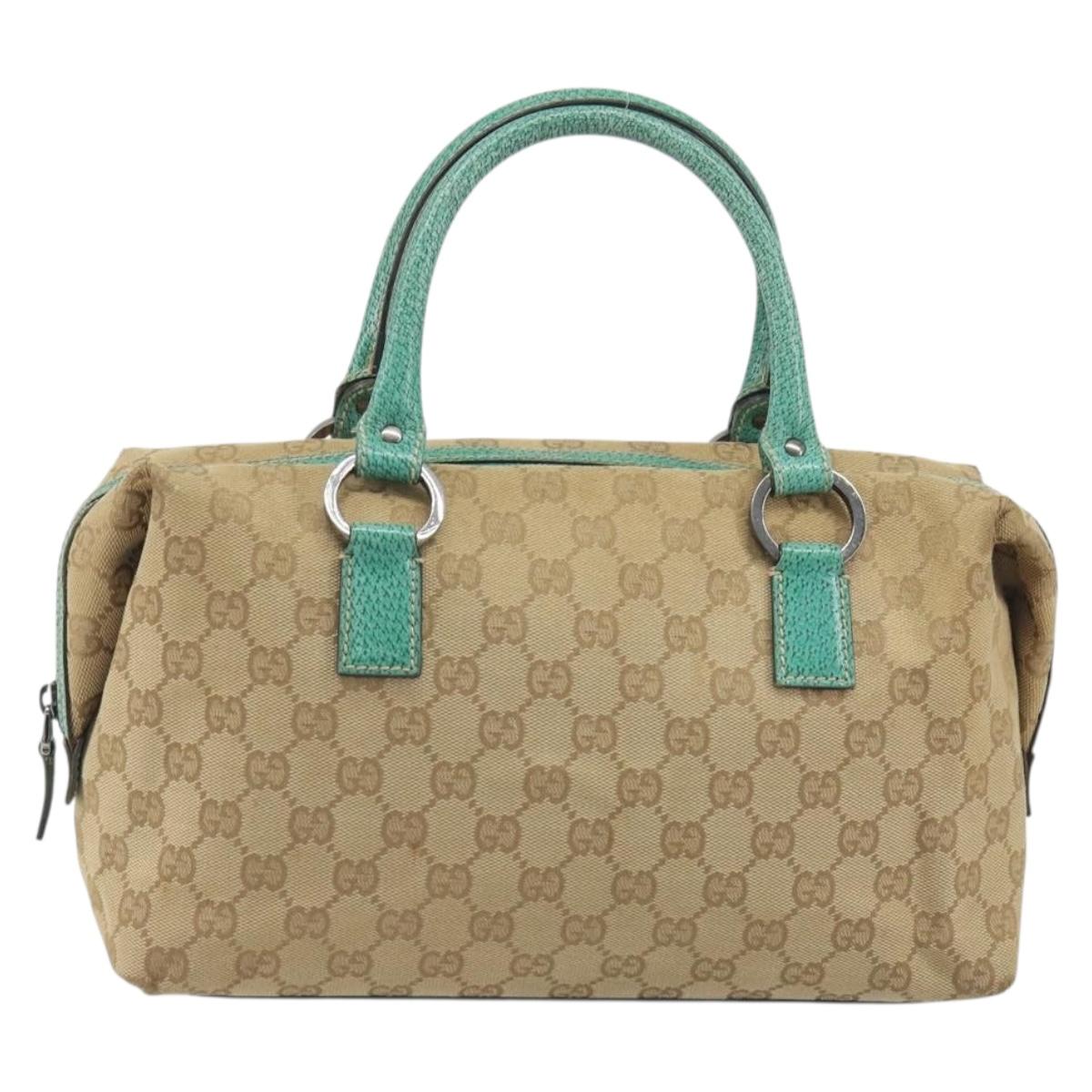 GUCCI GG Canvas Hand Bag Beige Silver 113009 Auth BA14117