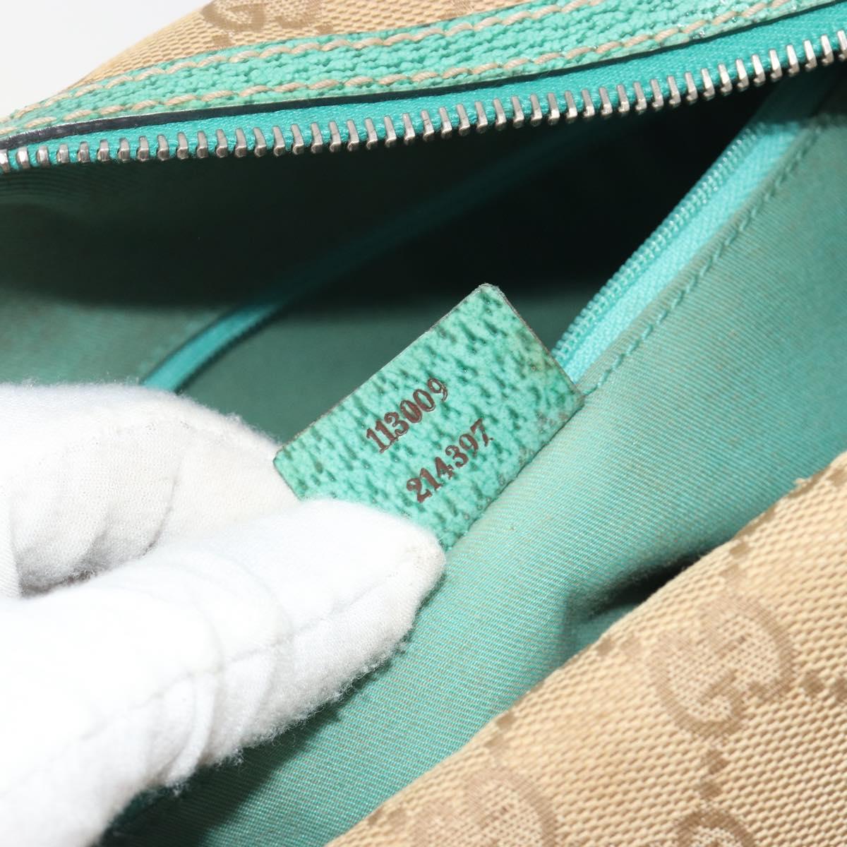 GUCCI GG Canvas Hand Bag Beige Silver 113009 Auth BA14117