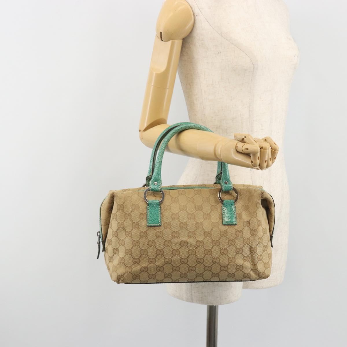 GUCCI GG Canvas Hand Bag Beige Silver 113009 Auth BA14117