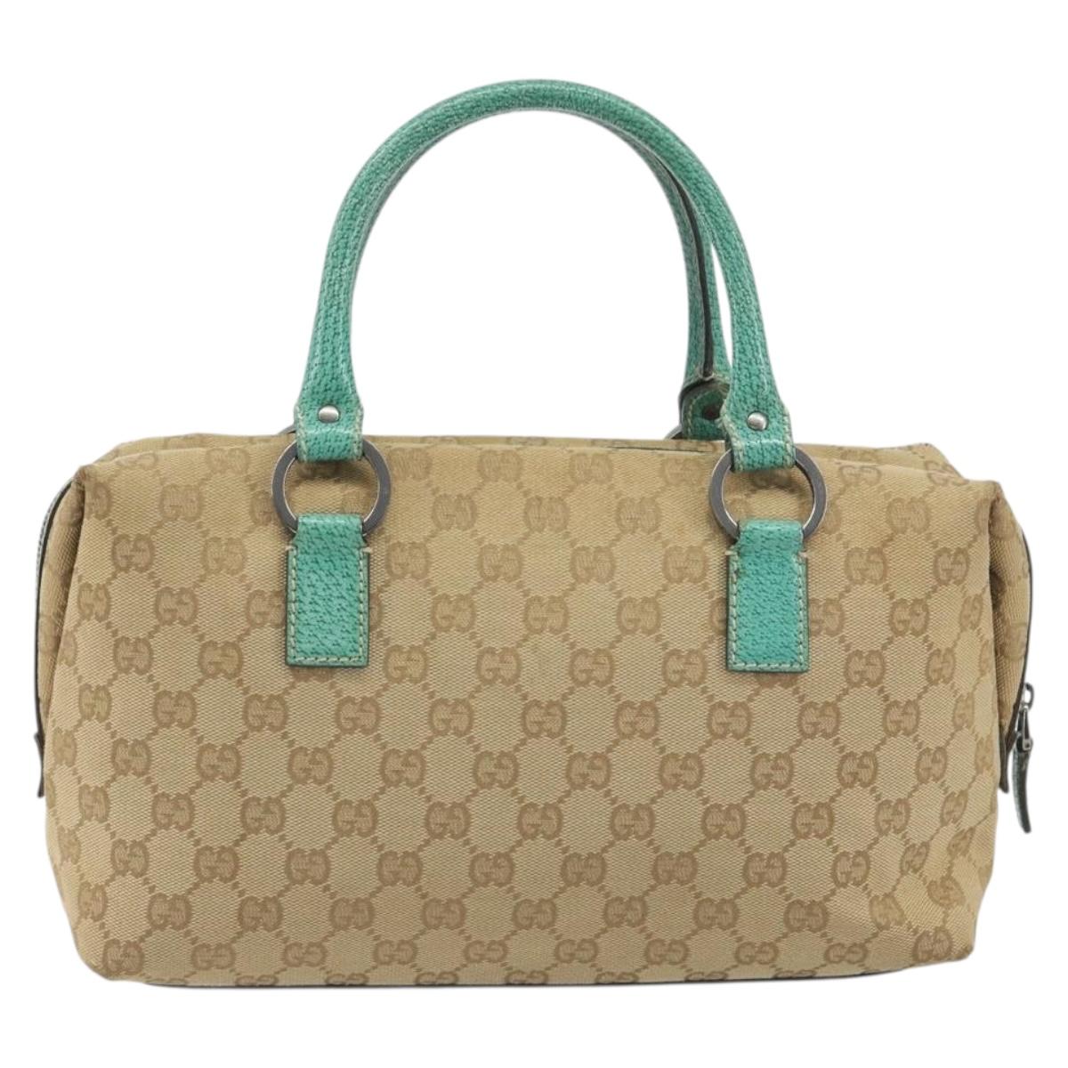 GUCCI GG Canvas Hand Bag Beige Silver 113009 Auth BA14117