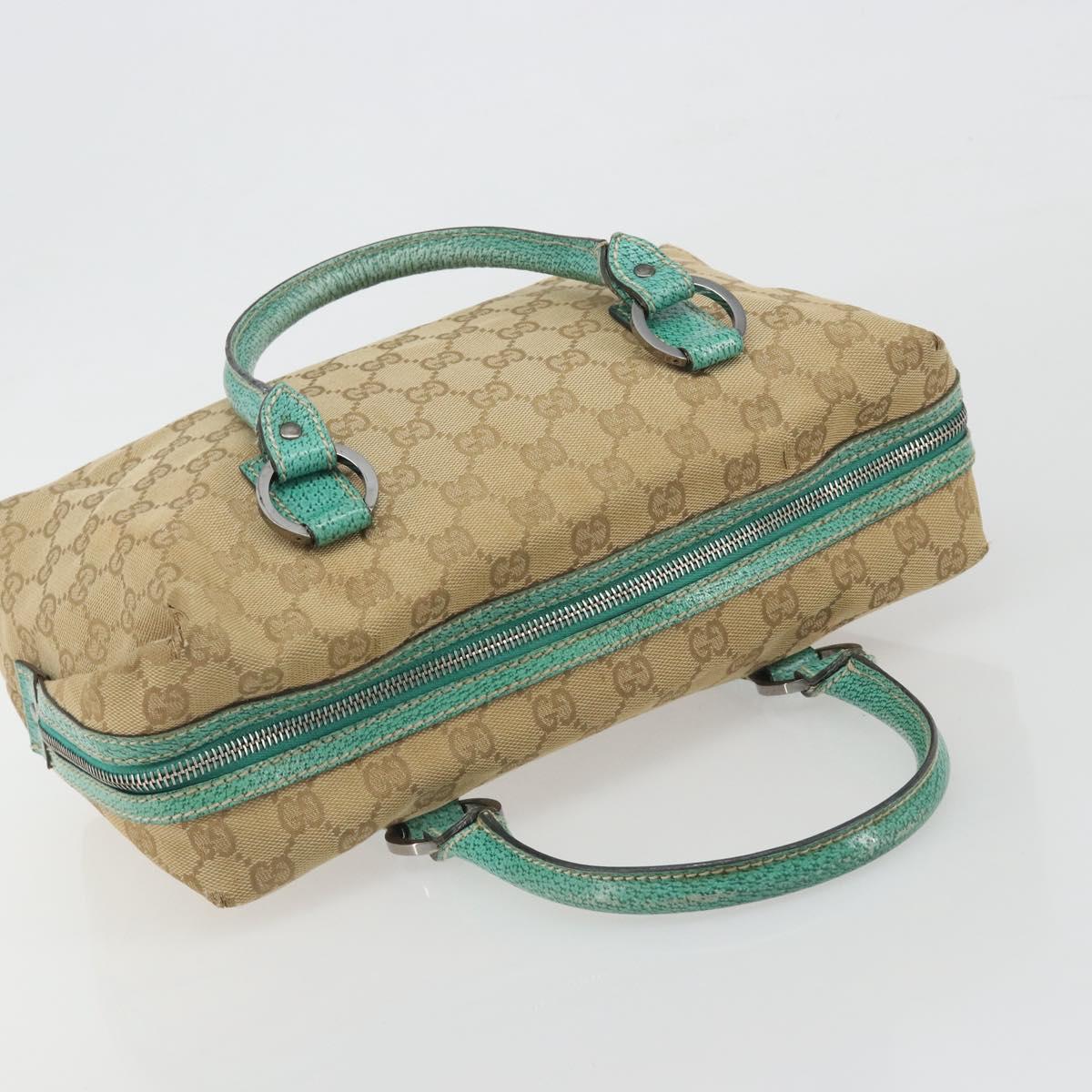 GUCCI GG Canvas Hand Bag Beige Silver 113009 Auth BA14117