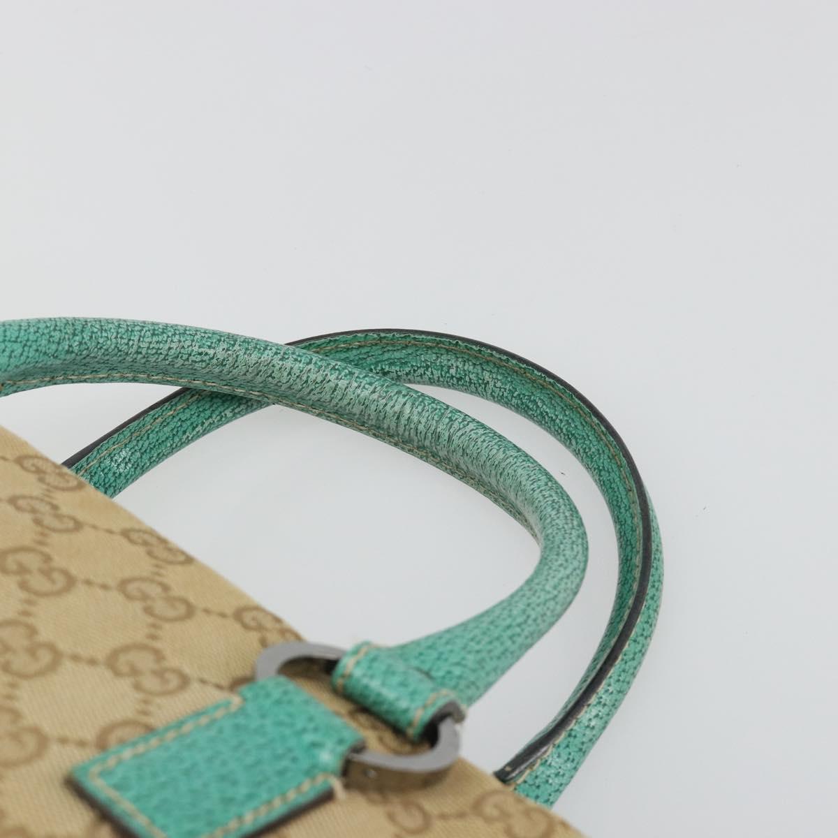 GUCCI GG Canvas Hand Bag Beige Silver 113009 Auth BA14117