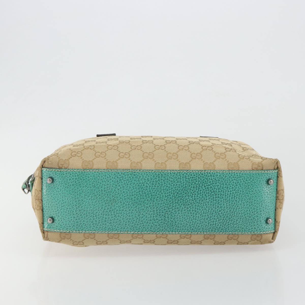 GUCCI GG Canvas Hand Bag Beige Silver 113009 Auth BA14117