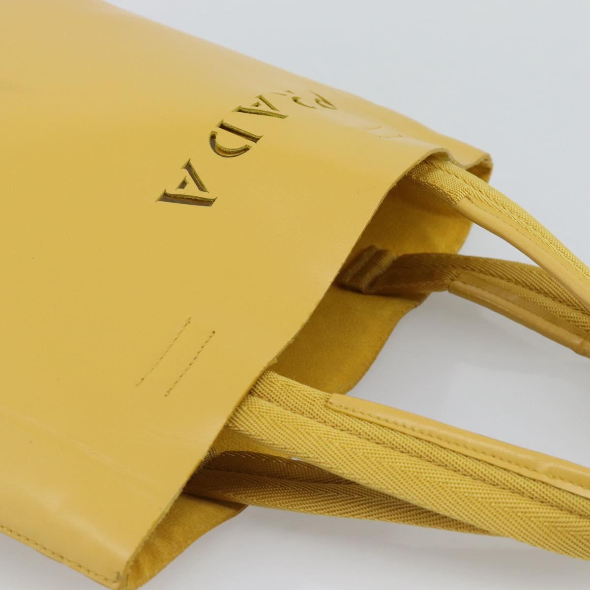 PRADA Hand Bag Leather Yellow Auth BA14118