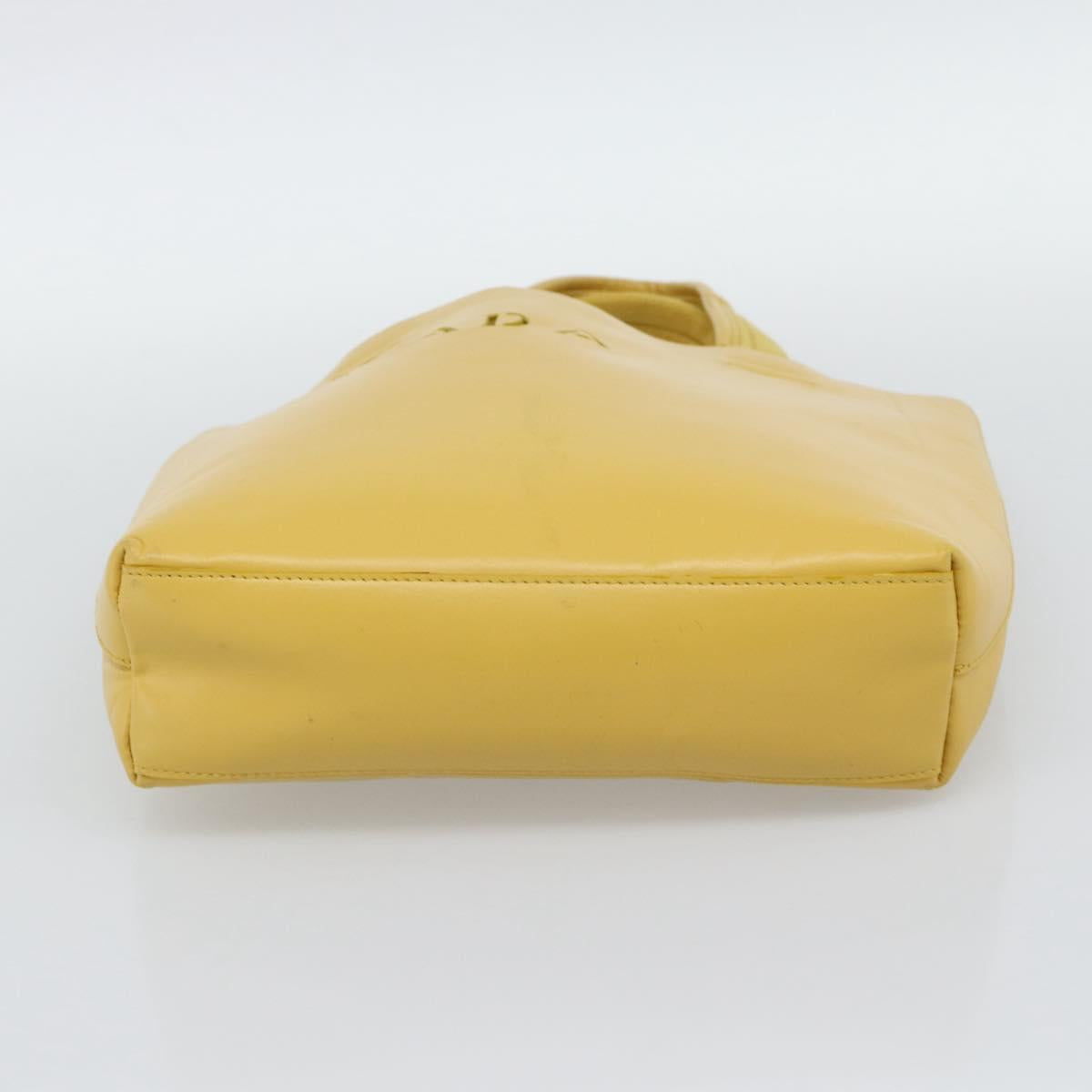 PRADA Hand Bag Leather Yellow Auth BA14118