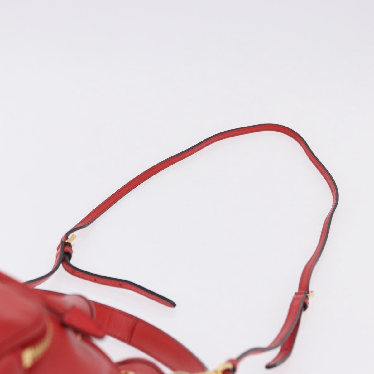 PRADA Purse Hand Bag Leather 2way Red Gold Auth BA14119V