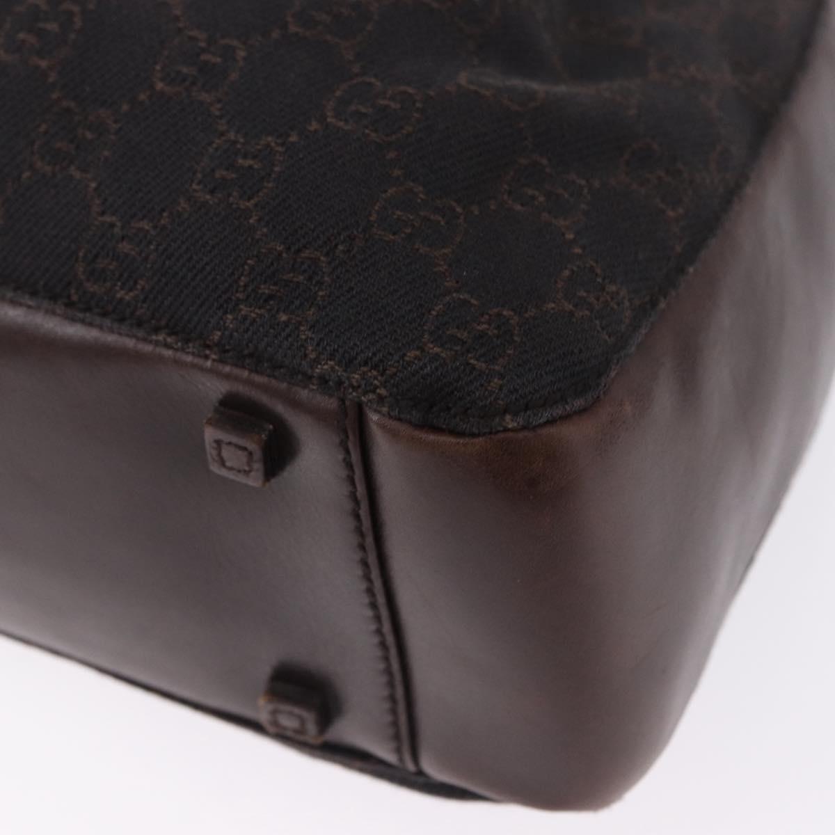 GUCCI GG Canvas Tote Bag Dark Brown Silver 101919 Auth BA14120