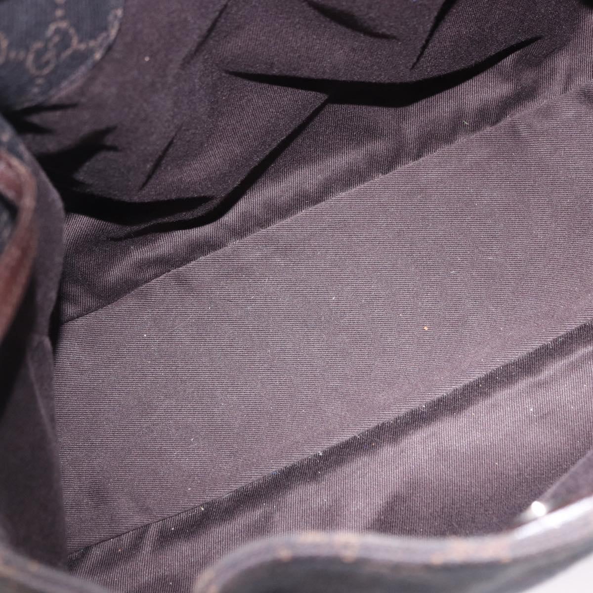 GUCCI GG Canvas Tote Bag Dark Brown Silver 101919 Auth BA14120