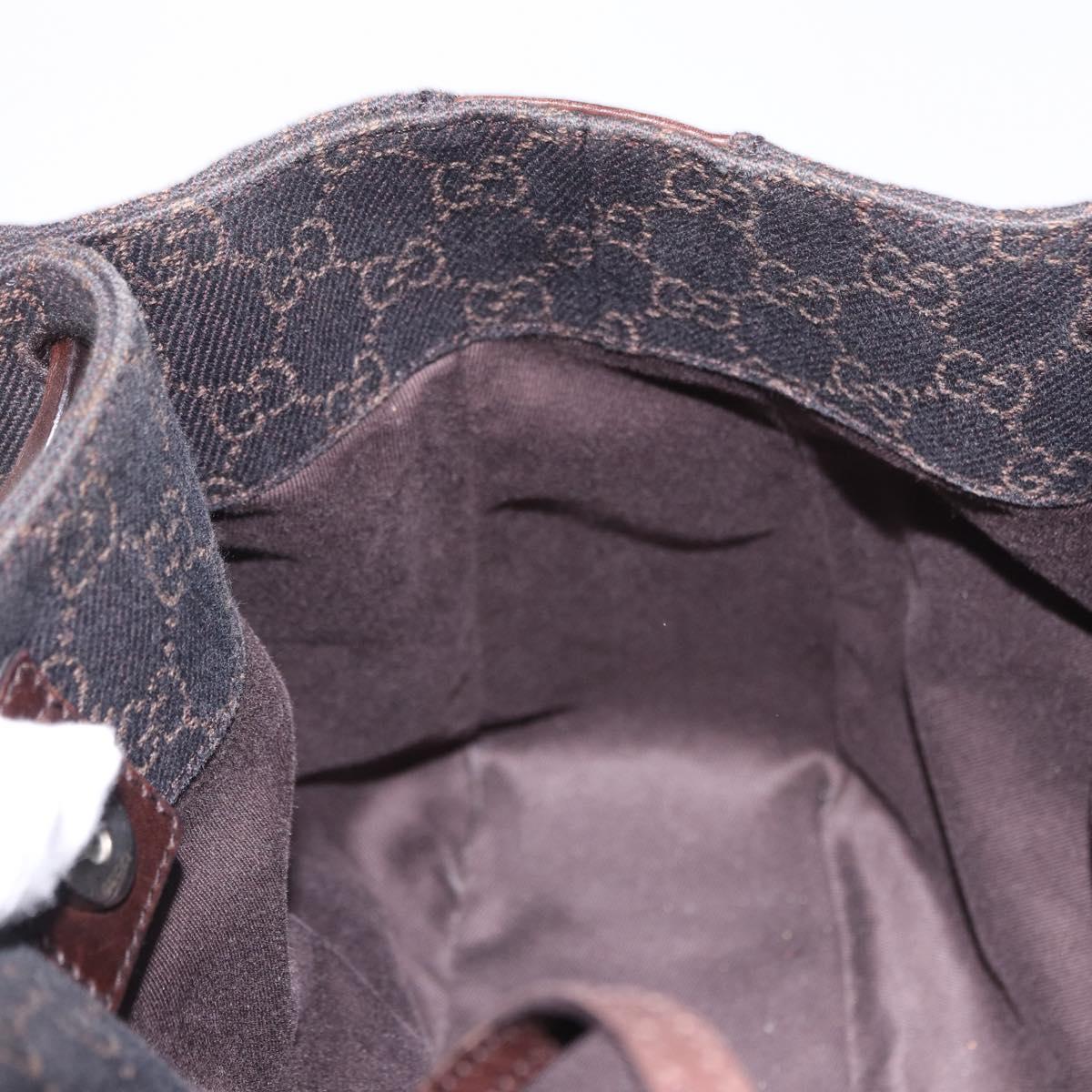 GUCCI GG Canvas Tote Bag Dark Brown Silver 101919 Auth BA14120