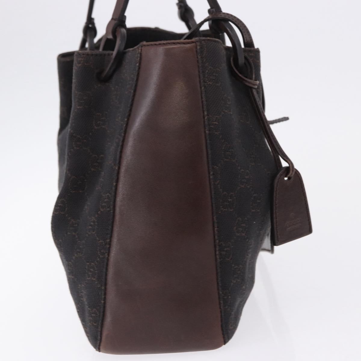 GUCCI GG Canvas Tote Bag Dark Brown Silver 101919 Auth BA14120