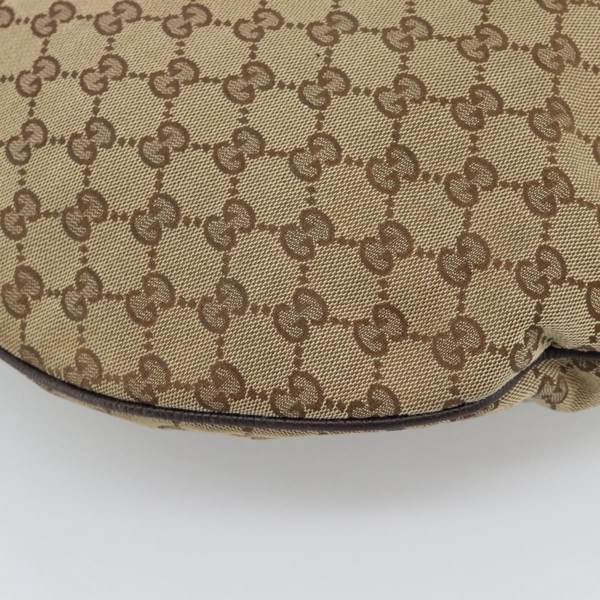 GUCCI GG Canvas Horsebit Shoulder Bag Beige Gold 170014 Auth BA14121