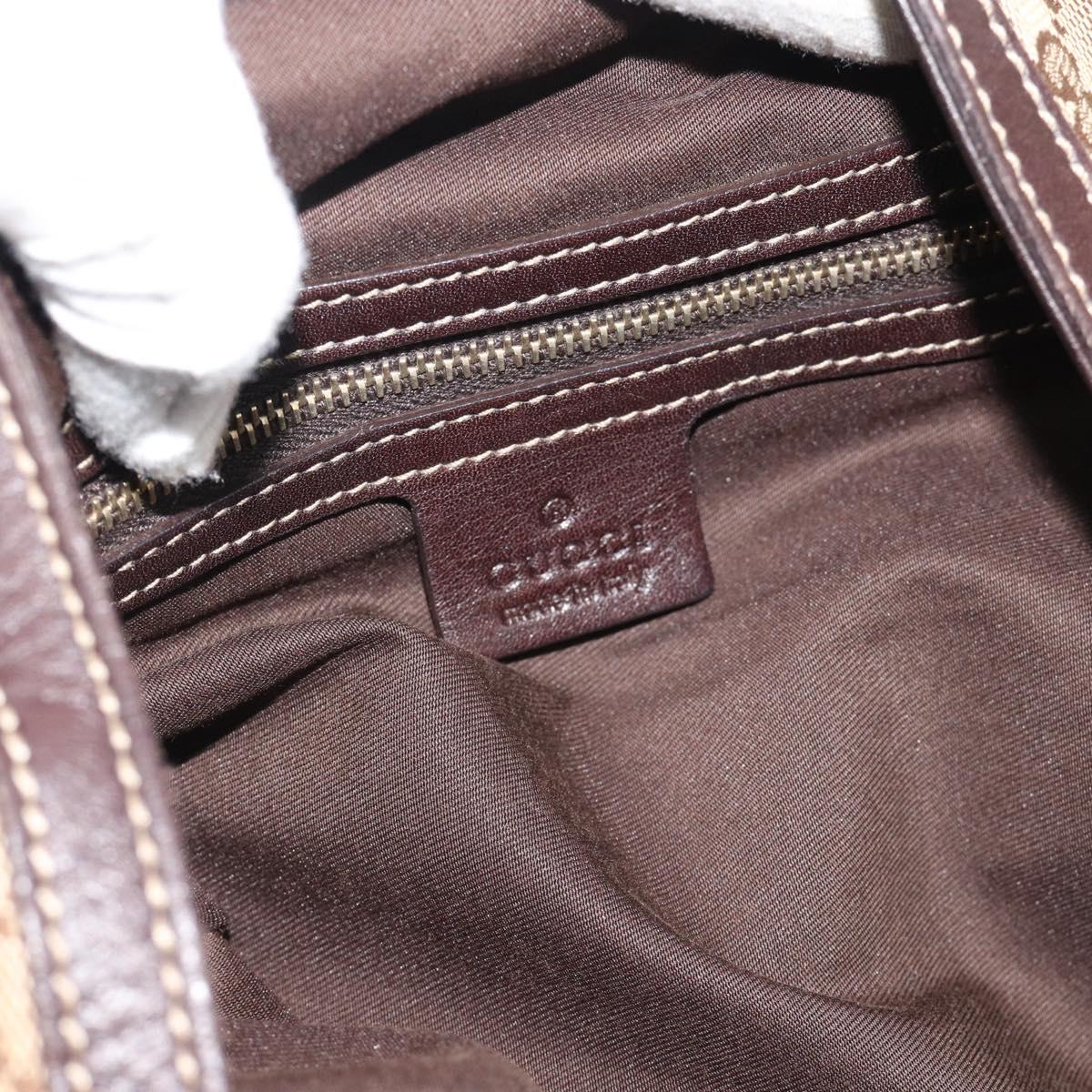GUCCI GG Canvas Horsebit Shoulder Bag Beige Gold 170014 Auth BA14121