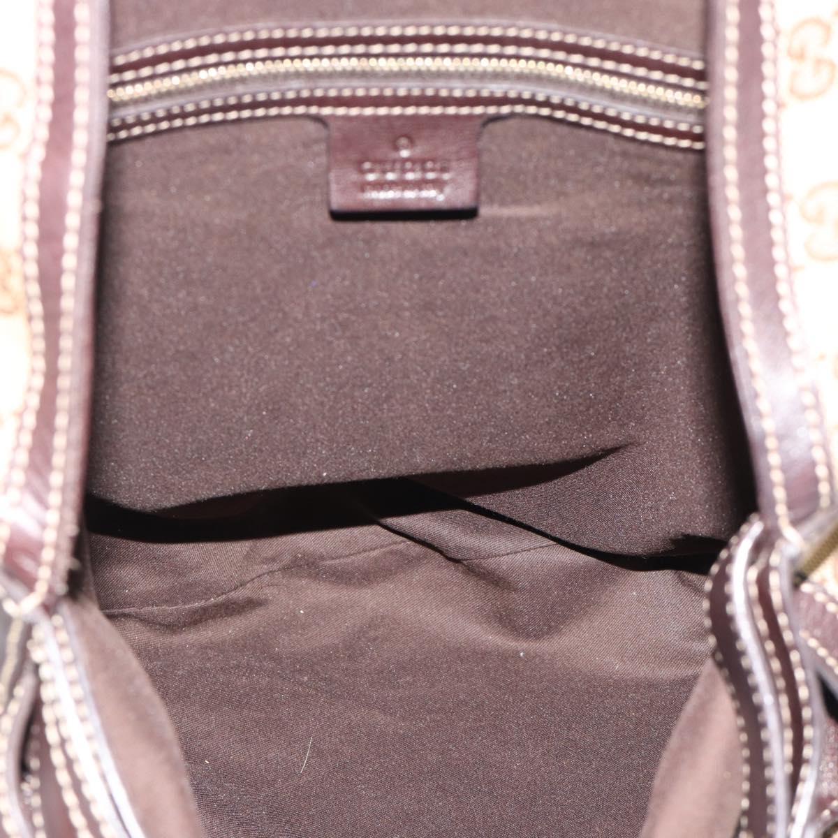 GUCCI GG Canvas Horsebit Shoulder Bag Beige Gold 170014 Auth BA14121