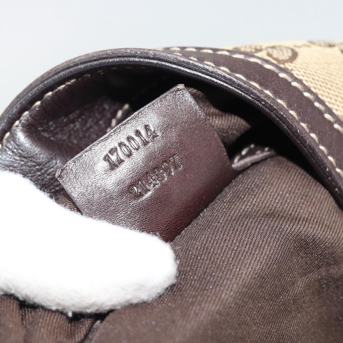 GUCCI GG Canvas Horsebit Shoulder Bag Beige Gold 170014 Auth BA14121
