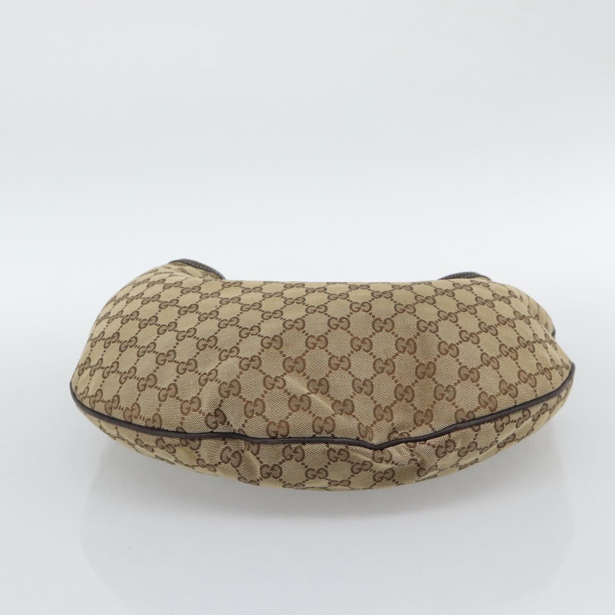 GUCCI GG Canvas Horsebit Shoulder Bag Beige Gold 170014 Auth BA14121