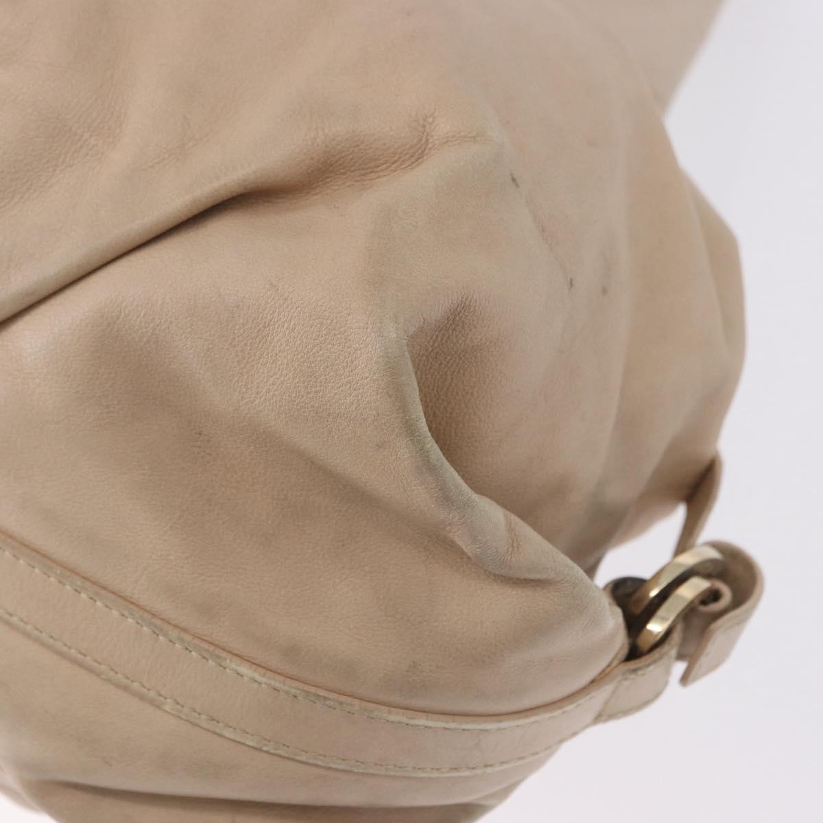 BVLGARI Chandra Tote Bag Leather Beige Gold Auth BA14122