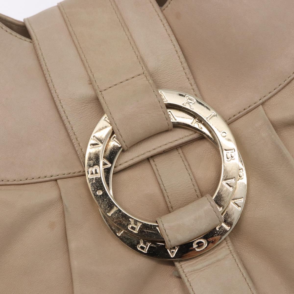 BVLGARI Chandra Tote Bag Leather Beige Gold Auth BA14122
