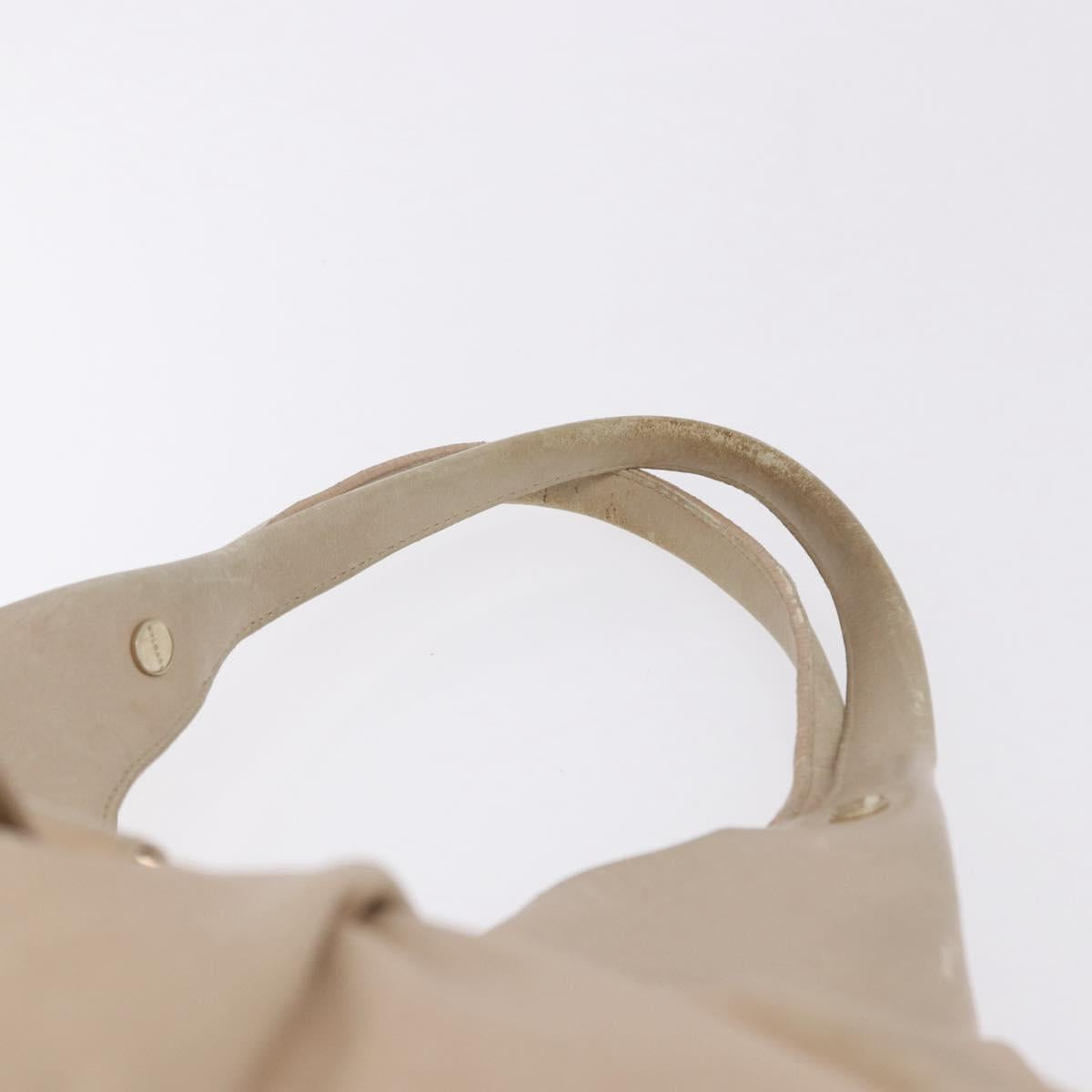 BVLGARI Chandra Tote Bag Leather Beige Gold Auth BA14122