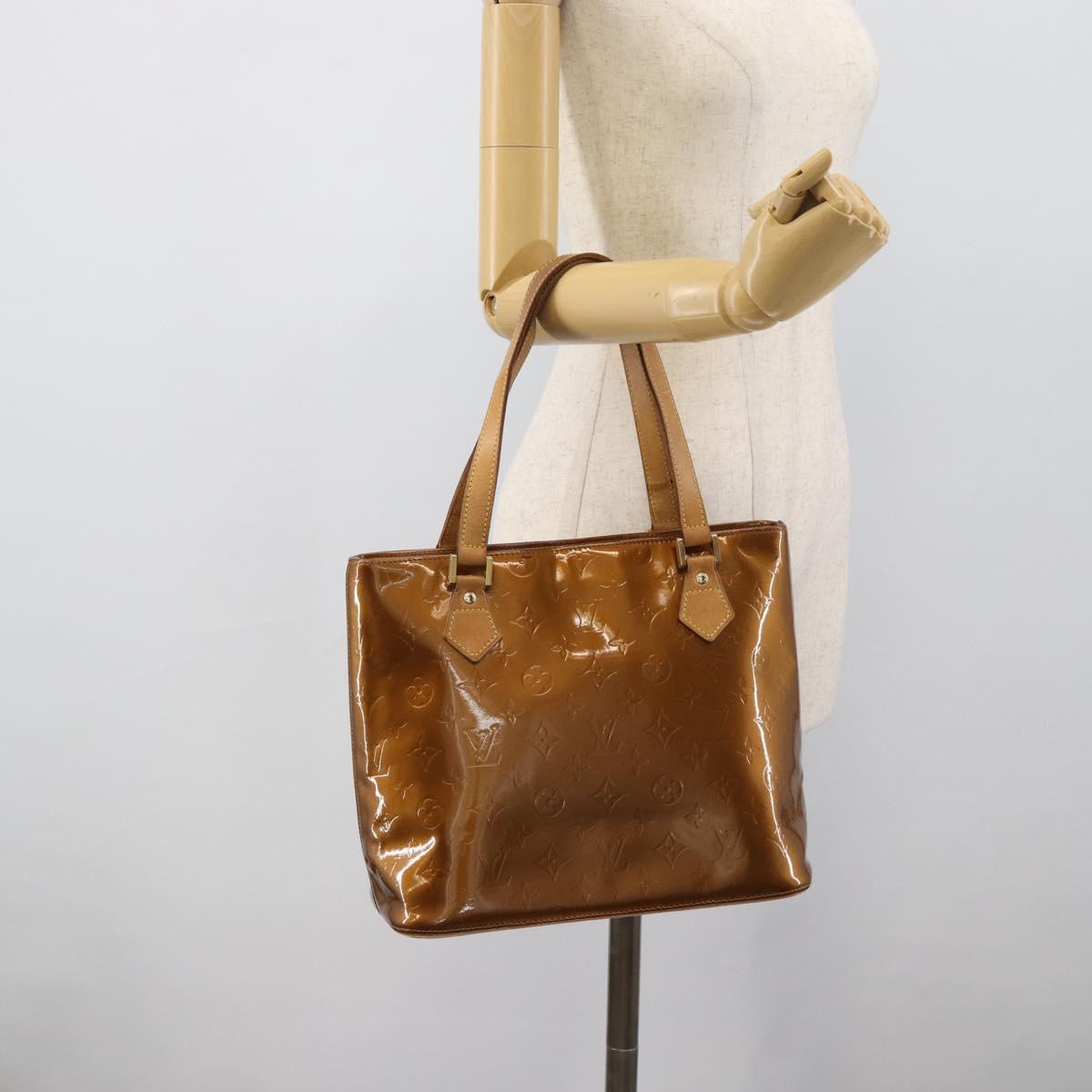 LOUIS VUITTON Monogram Vernis Houston Hand Bag Bronze M91122 LV Auth BA14124