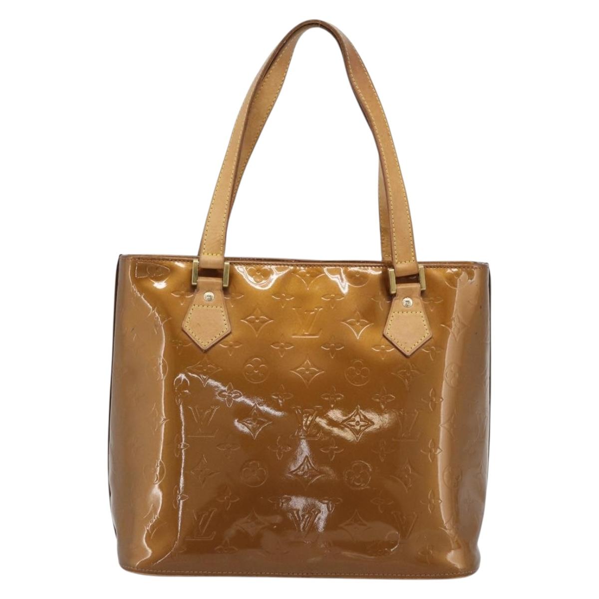 LOUIS VUITTON Monogram Vernis Houston Hand Bag Bronze M91122 LV Auth BA14124