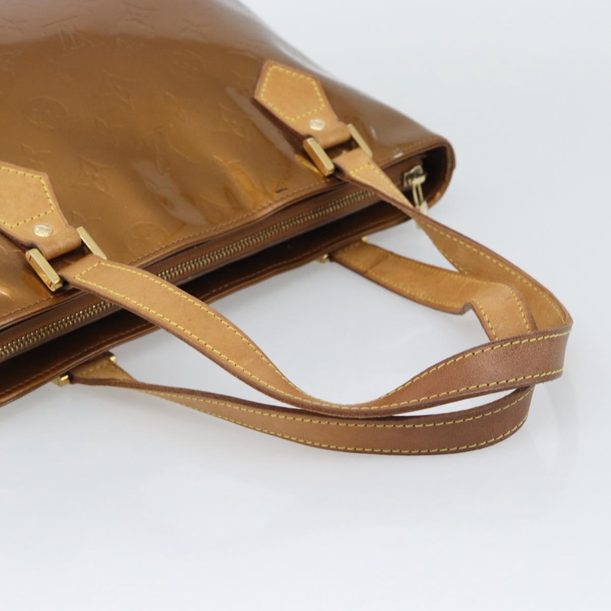 LOUIS VUITTON Monogram Vernis Houston Hand Bag Bronze M91122 LV Auth BA14124
