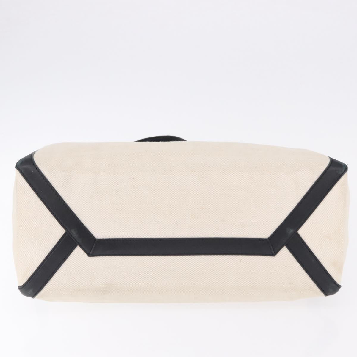 VALENTINO Tote Bag Canvas Ivory Gold Auth BA14128