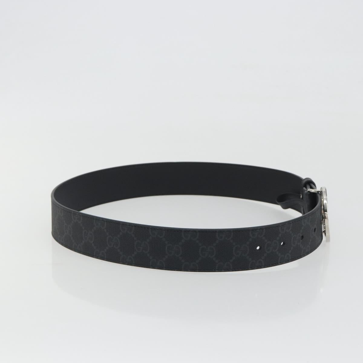 GUCCI GG Supreme Interlocking G Belt PVC 37.4"" Black 703147 Auth BA14140V