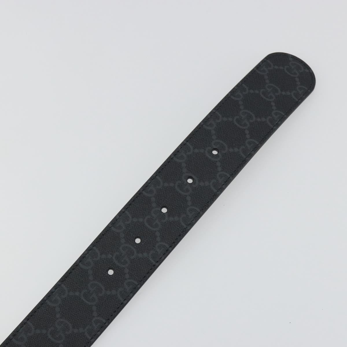 GUCCI GG Supreme Interlocking G Belt PVC 37.4"" Black 703147 Auth BA14140V
