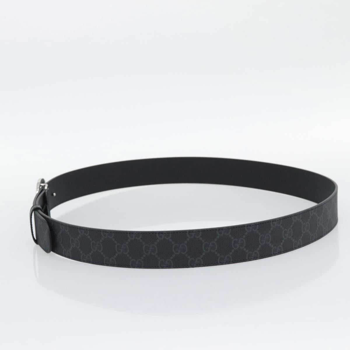 GUCCI GG Supreme Interlocking G Belt PVC 53.1"" Black 703147 Auth BA14141V