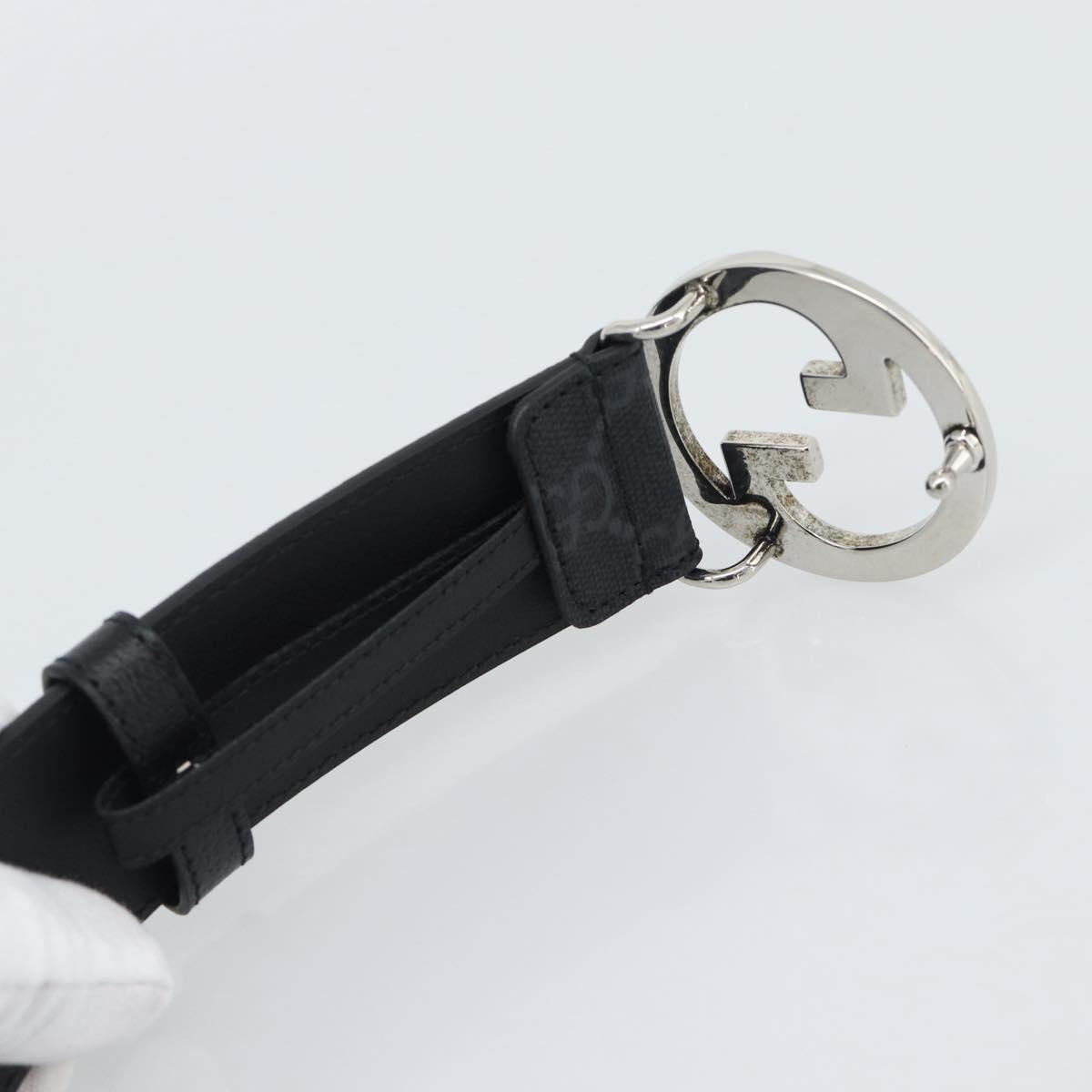 GUCCI GG Supreme Interlocking G Belt PVC 53.1"" Black 703147 Auth BA14141V