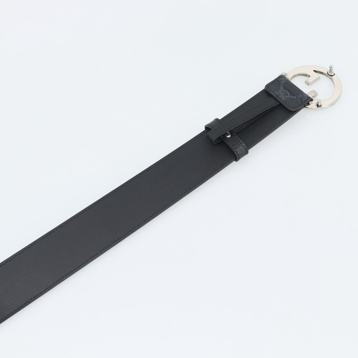 GUCCI GG Supreme Interlocking G Belt PVC 53.1"" Black 703147 Auth BA14141V