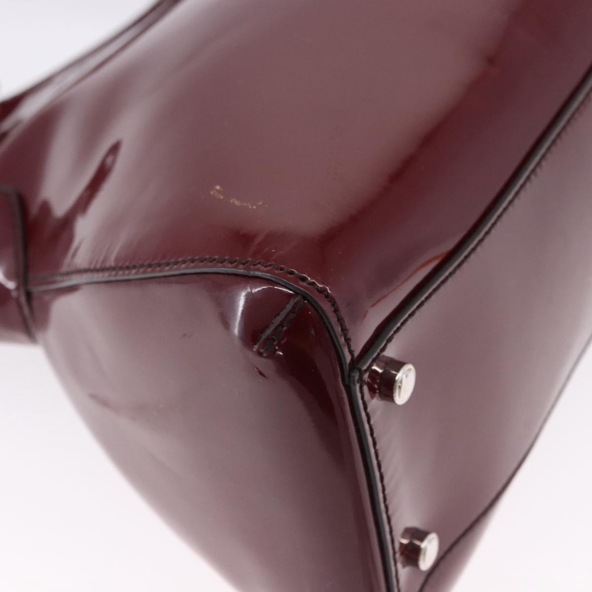 CARTIER Must Line Marcello Hand Bag Patent Bordeaux Auth BA14142