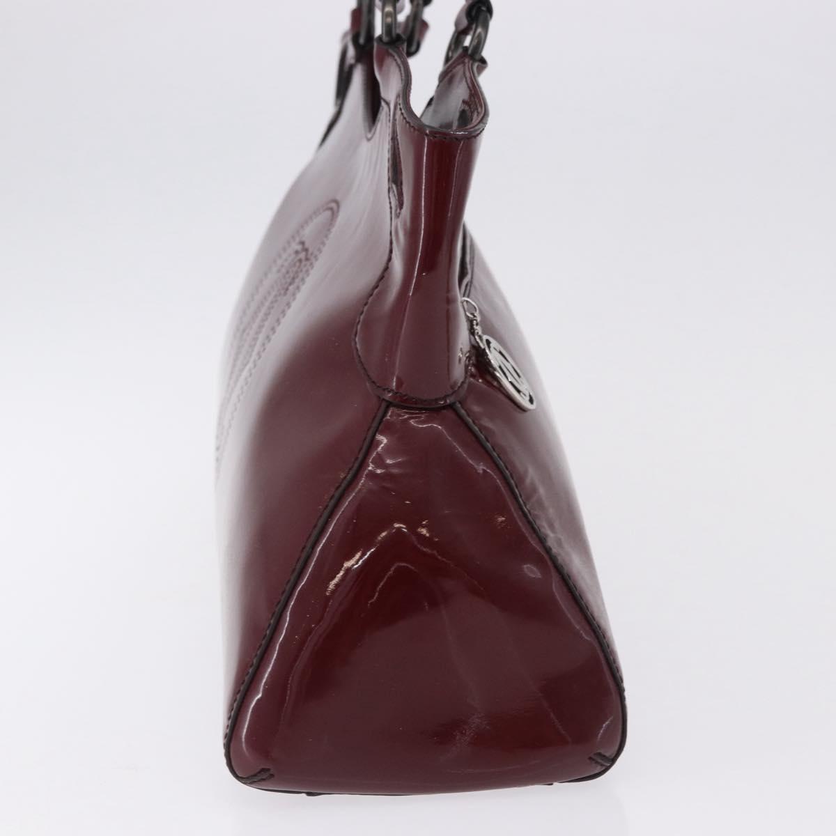 CARTIER Must Line Marcello Hand Bag Patent Bordeaux Auth BA14142