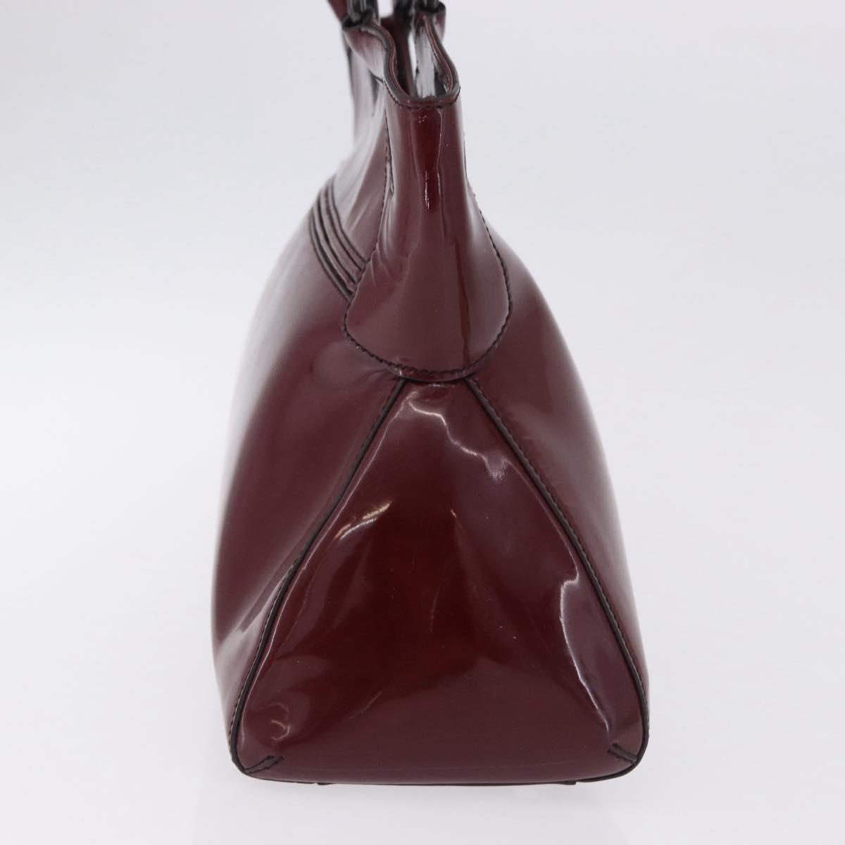 CARTIER Must Line Marcello Hand Bag Patent Bordeaux Auth BA14142