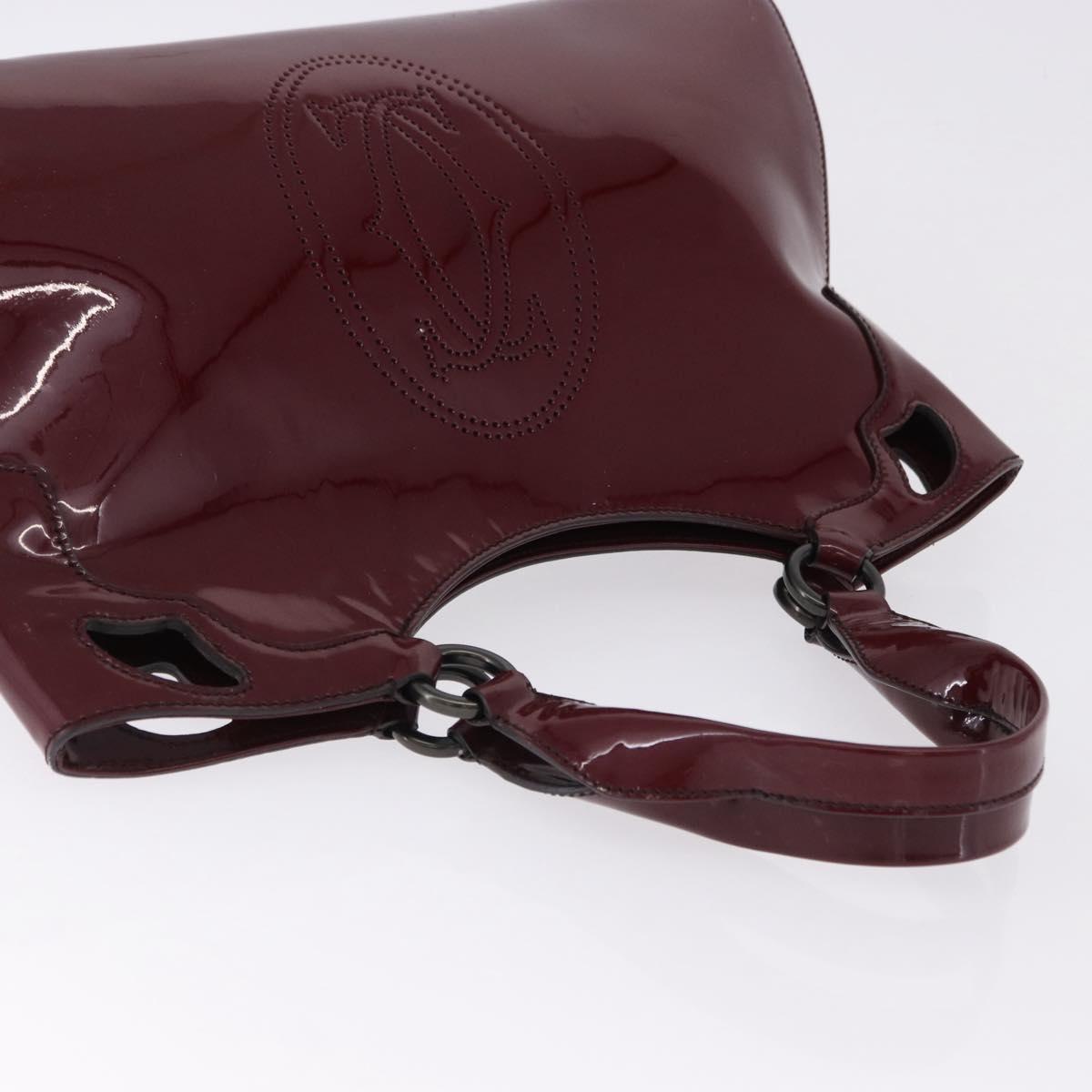CARTIER Must Line Marcello Hand Bag Patent Bordeaux Auth BA14142