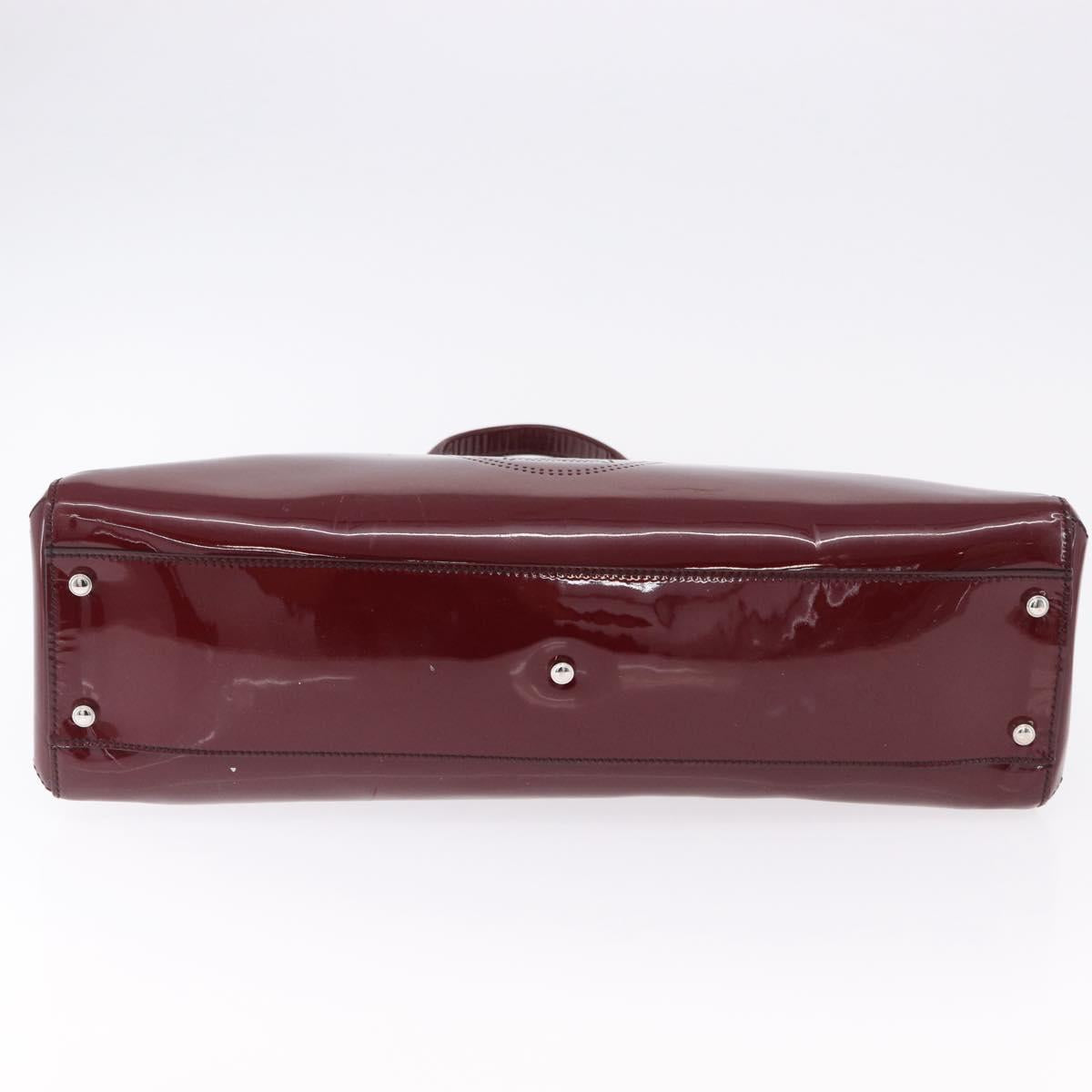 CARTIER Must Line Marcello Hand Bag Patent Bordeaux Auth BA14142