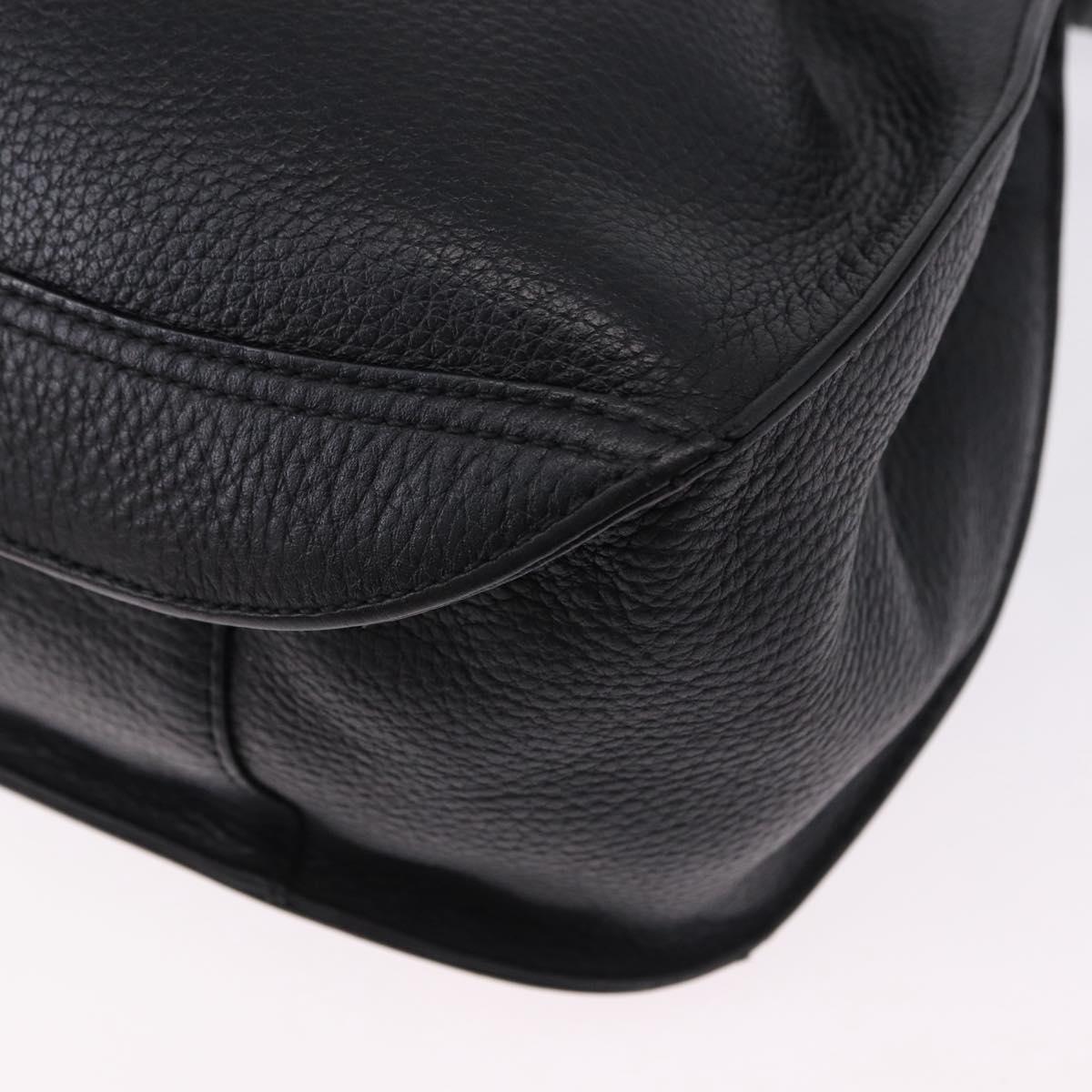 MCM Purse Shoulder Bag Leather Black Gold Auth BA14146A