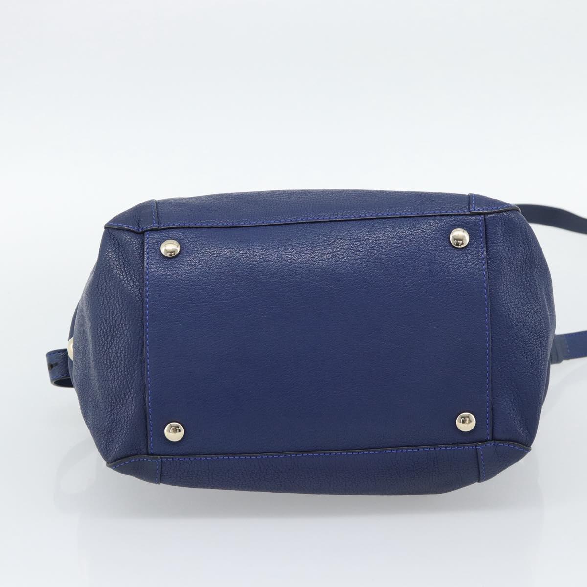Chloe Bridget Hand Bag Leather 2way Blue Gold Tone Auth BA14147