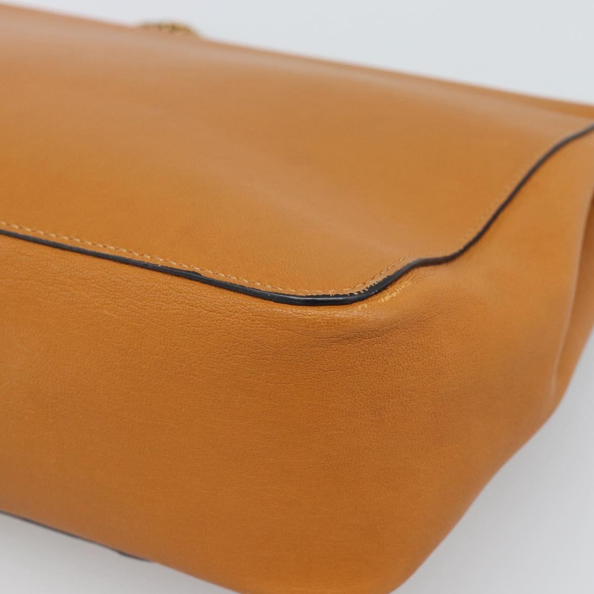 Chloe Elsie Chain Shoulder Bag Leather Brown Gold Tone Auth BA14148V
