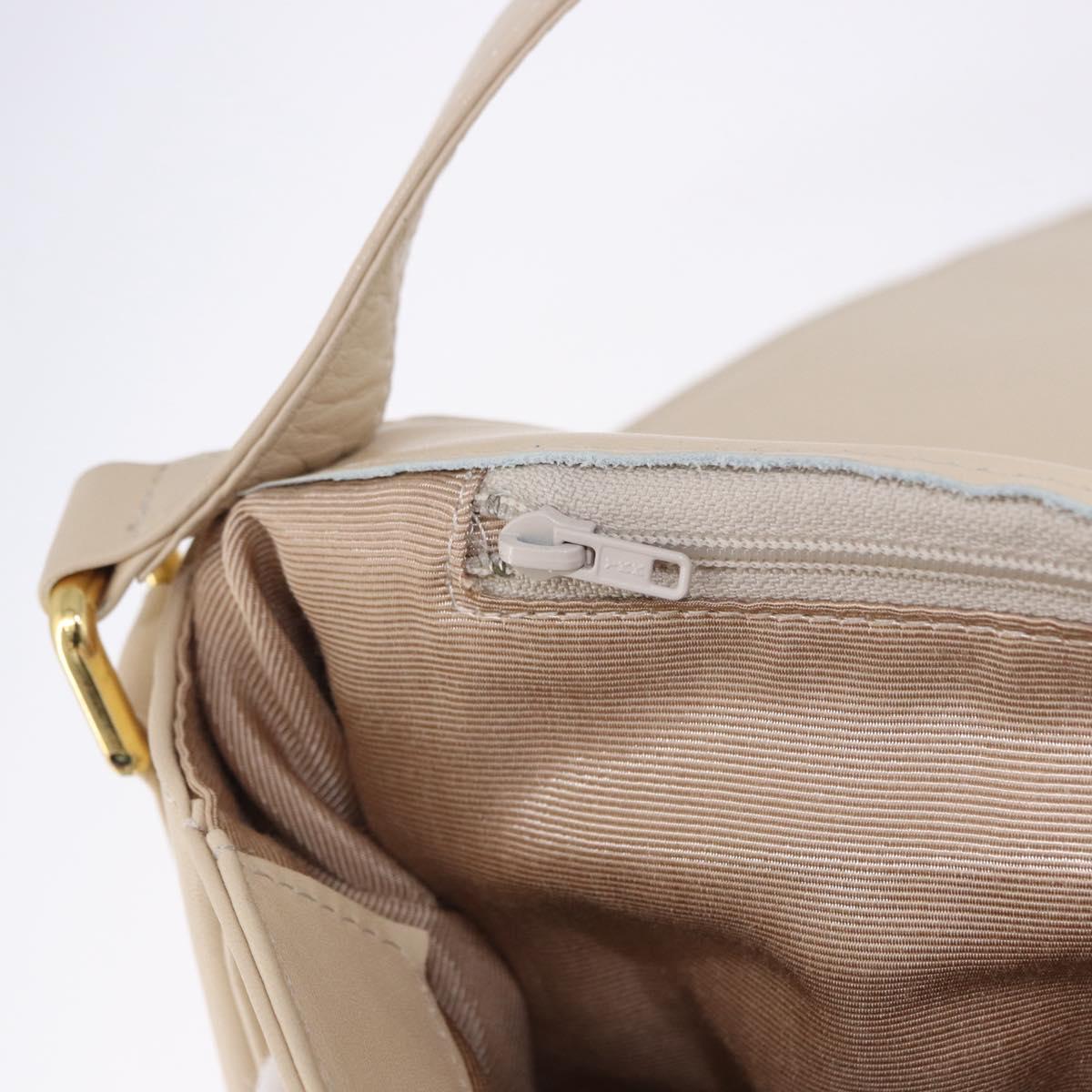 VALENTINO Shoulder Bag Leather 2way Ivory Gold Auth BA14149V