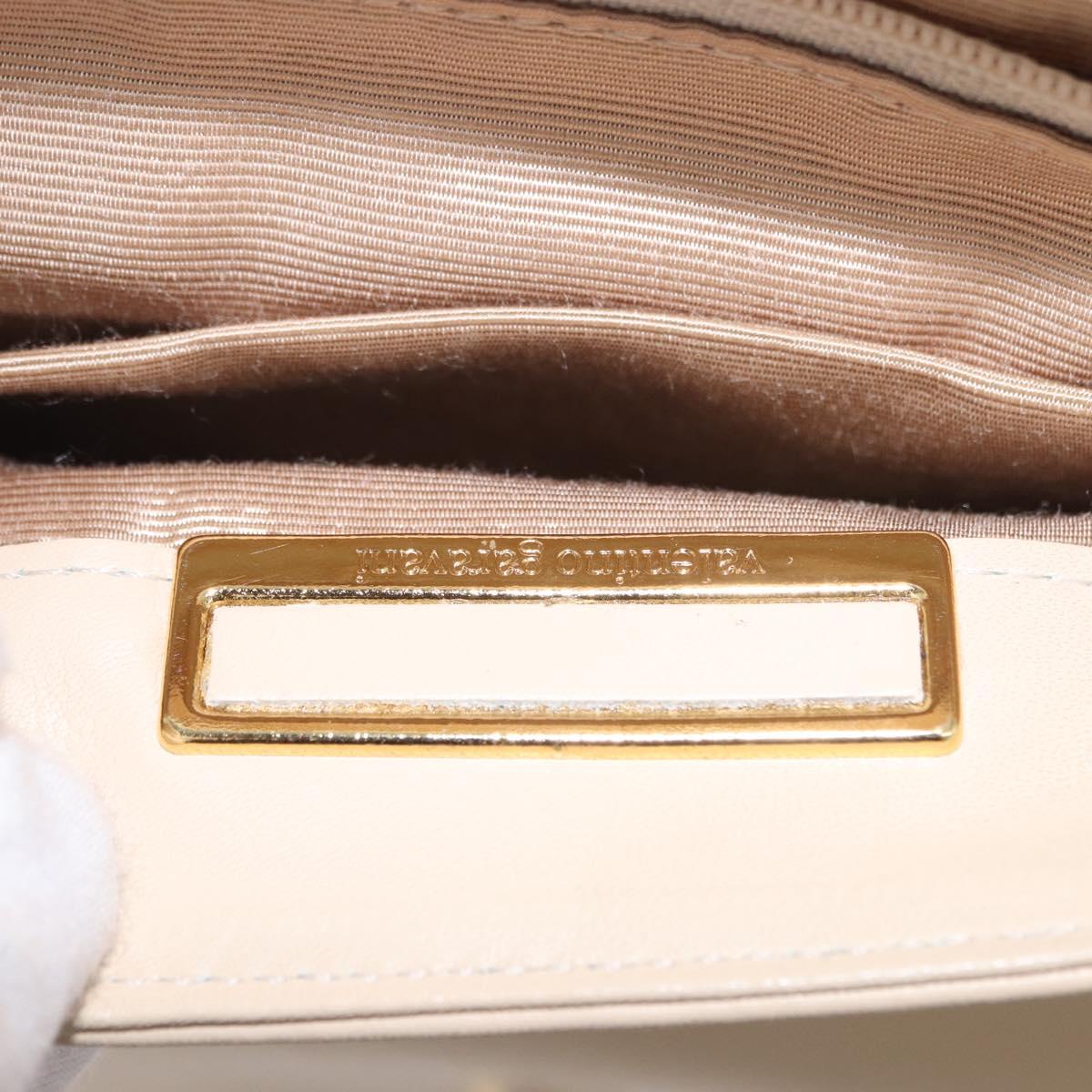 VALENTINO Shoulder Bag Leather 2way Ivory Gold Auth BA14149V