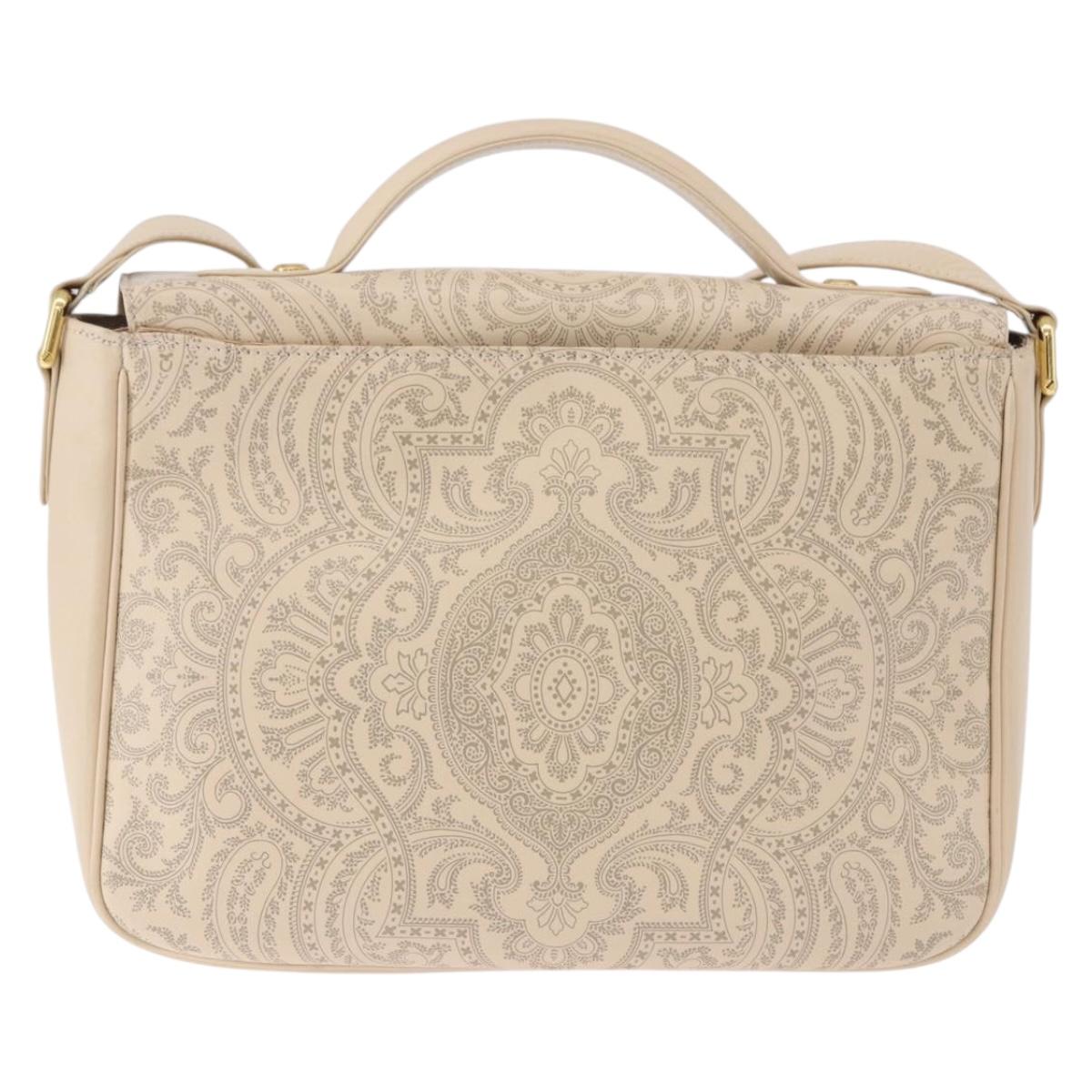 VALENTINO Shoulder Bag Leather 2way Ivory Gold Auth BA14149V