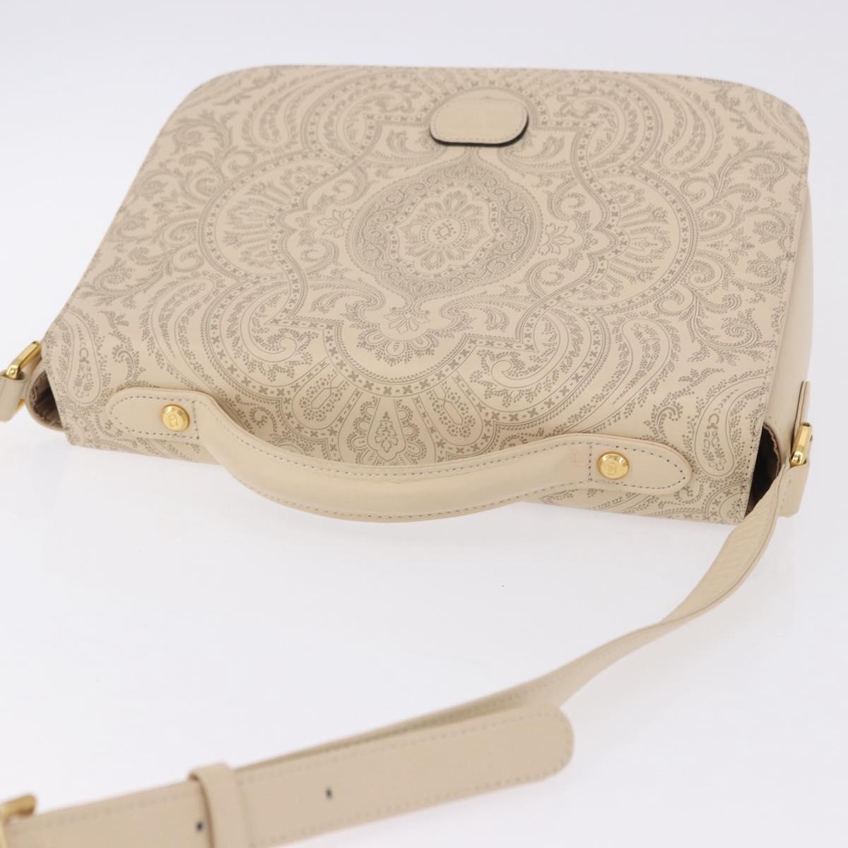 VALENTINO Shoulder Bag Leather 2way Ivory Gold Auth BA14149V